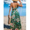 CUPSHE Women’s Maxi Dress Floral Print Twisted V Neck Sleeveless Long Dress Summer Casual Dress(Green)