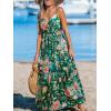 CUPSHE Women’s Maxi Dress Floral Print Twisted V Neck Sleeveless Long Dress Summer Casual Dress(Green)