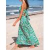 CUPSHE Women’s Maxi Dress Floral Print Twisted V Neck Sleeveless Long Dress Summer Casual Dress(Green Abstract)