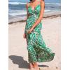 CUPSHE Women’s Maxi Dress Floral Print Twisted V Neck Sleeveless Long Dress Summer Casual Dress(Green Abstract)