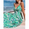 CUPSHE Women’s Maxi Dress Floral Print Twisted V Neck Sleeveless Long Dress Summer Casual Dress(Green Abstract)