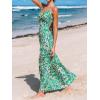 CUPSHE Women’s Maxi Dress Floral Print Twisted V Neck Sleeveless Long Dress Summer Casual Dress(Green Abstract)