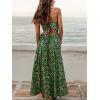 CUPSHE Women’s Maxi Dress Floral Print Twisted V Neck Sleeveless Long Dress Summer Casual Dress(Green Floral)