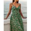 CUPSHE Women’s Maxi Dress Floral Print Twisted V Neck Sleeveless Long Dress Summer Casual Dress(Green Floral)