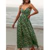 CUPSHE Women’s Maxi Dress Floral Print Twisted V Neck Sleeveless Long Dress Summer Casual Dress(Green Floral)