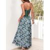 CUPSHE Women’s Maxi Dress Floral Print Twisted V Neck Sleeveless Long Dress Summer Casual Dress(Green-blue)