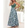 CUPSHE Women’s Maxi Dress Floral Print Twisted V Neck Sleeveless Long Dress Summer Casual Dress(Green-blue)