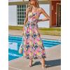 CUPSHE Women’s Maxi Dress Floral Print Twisted V Neck Sleeveless Long Dress Summer Casual Dress(Hot Pink Tropical)