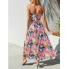 CUPSHE Women’s Maxi Dress Floral Print Twisted V Neck Sleeveless Long Dress Summer Casual Dress(Hot Pink Tropical)