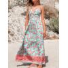CUPSHE Women’s Maxi Dress Floral Print Twisted V Neck Sleeveless Long Dress Summer Casual Dress(Mint Floral)