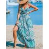 CUPSHE Women’s Maxi Dress Floral Print Twisted V Neck Sleeveless Long Dress Summer Casual Dress(Mint Paisley)