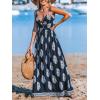 CUPSHE Women’s Maxi Dress Floral Print Twisted V Neck Sleeveless Long Dress Summer Casual Dress(Navy Blue)