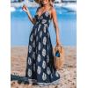 CUPSHE Women’s Maxi Dress Floral Print Twisted V Neck Sleeveless Long Dress Summer Casual Dress(Navy Blue)