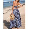 CUPSHE Women’s Maxi Dress Floral Print Twisted V Neck Sleeveless Long Dress Summer Casual Dress(Navy Paisley)