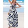 CUPSHE Women’s Maxi Dress Floral Print Twisted V Neck Sleeveless Long Dress Summer Casual Dress(Navy Tropical)