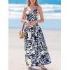 CUPSHE Women’s Maxi Dress Floral Print Twisted V Neck Sleeveless Long Dress Summer Casual Dress(Navy Tropical)