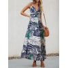CUPSHE Women’s Maxi Dress Floral Print Twisted V Neck Sleeveless Long Dress Summer Casual Dress(Navy-blue)