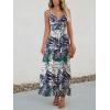 CUPSHE Women’s Maxi Dress Floral Print Twisted V Neck Sleeveless Long Dress Summer Casual Dress(Navy-blue)