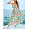 CUPSHE Women’s Maxi Dress Floral Print Twisted V Neck Sleeveless Long Dress Summer Casual Dress(Pink Tropical)