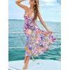 CUPSHE Women’s Maxi Dress Floral Print Twisted V Neck Sleeveless Long Dress Summer Casual Dress(Purple Tropical)
