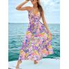 CUPSHE Women’s Maxi Dress Floral Print Twisted V Neck Sleeveless Long Dress Summer Casual Dress(Purple Tropical)