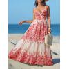 CUPSHE Women’s Maxi Dress Floral Print Twisted V Neck Sleeveless Long Dress Summer Casual Dress(Red/Beige)