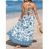 CUPSHE Women’s Maxi Dress Floral Print Twisted V Neck Sleeveless Long Dress Summer Casual Dress(Teal Floral)