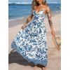 CUPSHE Women’s Maxi Dress Floral Print Twisted V Neck Sleeveless Long Dress Summer Casual Dress(Teal Floral)