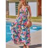 CUPSHE Women’s Maxi Dress Floral Print Twisted V Neck Sleeveless Long Dress Summer Casual Dress(Teal Tropical)