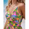 CUPSHE Women’s Maxi Dress Floral Print Twisted V Neck Sleeveless Long Dress Summer Casual Dress(Tropical Floral)