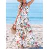 CUPSHE Women’s Maxi Dress Floral Print Twisted V Neck Sleeveless Long Dress Summer Casual Dress(White Floral)
