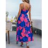 CUPSHE Women’s Maxi Dresses Casual Summer Sundress Sleeveless Floral Spaghetti Straps Long Beach Formal Dress(Blue/Red)