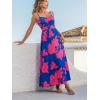 CUPSHE Women’s Maxi Dresses Casual Summer Sundress Sleeveless Floral Spaghetti Straps Long Beach Formal Dress(Blue/Red)