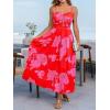 CUPSHE Women’s Maxi Dresses Casual Summer Sundress Sleeveless Floral Spaghetti Straps Long Beach Formal Dress(Red Floral)