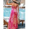 CUPSHE Women’s Maxi Dresses Sleeveless Lace Casual Smocked Strapless Slit Long Summer Formal Sun Dress(Hot Pink)