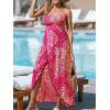 CUPSHE Women’s Maxi Dresses Sleeveless Lace Casual Smocked Strapless Slit Long Summer Formal Sun Dress(Hot Pink)