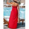 CUPSHE Women’s Maxi Dresses Sleeveless Lace Casual Smocked Strapless Slit Long Summer Formal Sun Dress(Red)