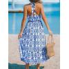CUPSHE Women’s Midi Dress Halter Paisley Sleeveless Cutout Waist Long Beach Boho Summer Dress(Blue Paisley)