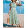 CUPSHE Women’s Midi Dress Halter Paisley Sleeveless Cutout Waist Long Beach Boho Summer Dress(Green Floral)