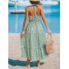 CUPSHE Women’s Midi Dress Halter Paisley Sleeveless Cutout Waist Long Beach Boho Summer Dress(Green Floral)