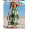 CUPSHE Women’s Midi Dress Halter Paisley Sleeveless Cutout Waist Long Beach Boho Summer Dress(Green Printed)