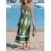 CUPSHE Women’s Midi Dress Halter Paisley Sleeveless Cutout Waist Long Beach Boho Summer Dress(Green Printed)