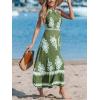 CUPSHE Women’s Midi Dress Halter Paisley Sleeveless Cutout Waist Long Beach Boho Summer Dress(Green Printed)