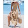 CUPSHE Women’s Midi Dress Halter Paisley Sleeveless Cutout Waist Long Beach Boho Summer Dress(Khaki)