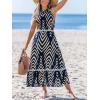CUPSHE Women’s Midi Dress Halter Paisley Sleeveless Cutout Waist Long Beach Boho Summer Dress(Navy Paisley)