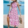 CUPSHE Women’s Midi Dress Halter Paisley Sleeveless Cutout Waist Long Beach Boho Summer Dress(Pink Paisley)