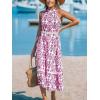 CUPSHE Women’s Midi Dress Halter Paisley Sleeveless Cutout Waist Long Beach Boho Summer Dress(Pink Paisley)