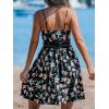 CUPSHE Women’s Mini Dress V Neck Tropical Floral Beach Sleeveless Adjustable Straps Casual A Line Summer Vacation Dresses(Black Floral)