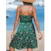CUPSHE Women’s Mini Dress V Neck Tropical Floral Beach Sleeveless Adjustable Straps Casual A Line Summer Vacation Dresses(Green Ditsy)