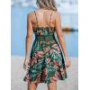 CUPSHE Women’s Mini Dress V Neck Tropical Floral Beach Sleeveless Adjustable Straps Casual A Line Summer Vacation Dresses(Green Floral)